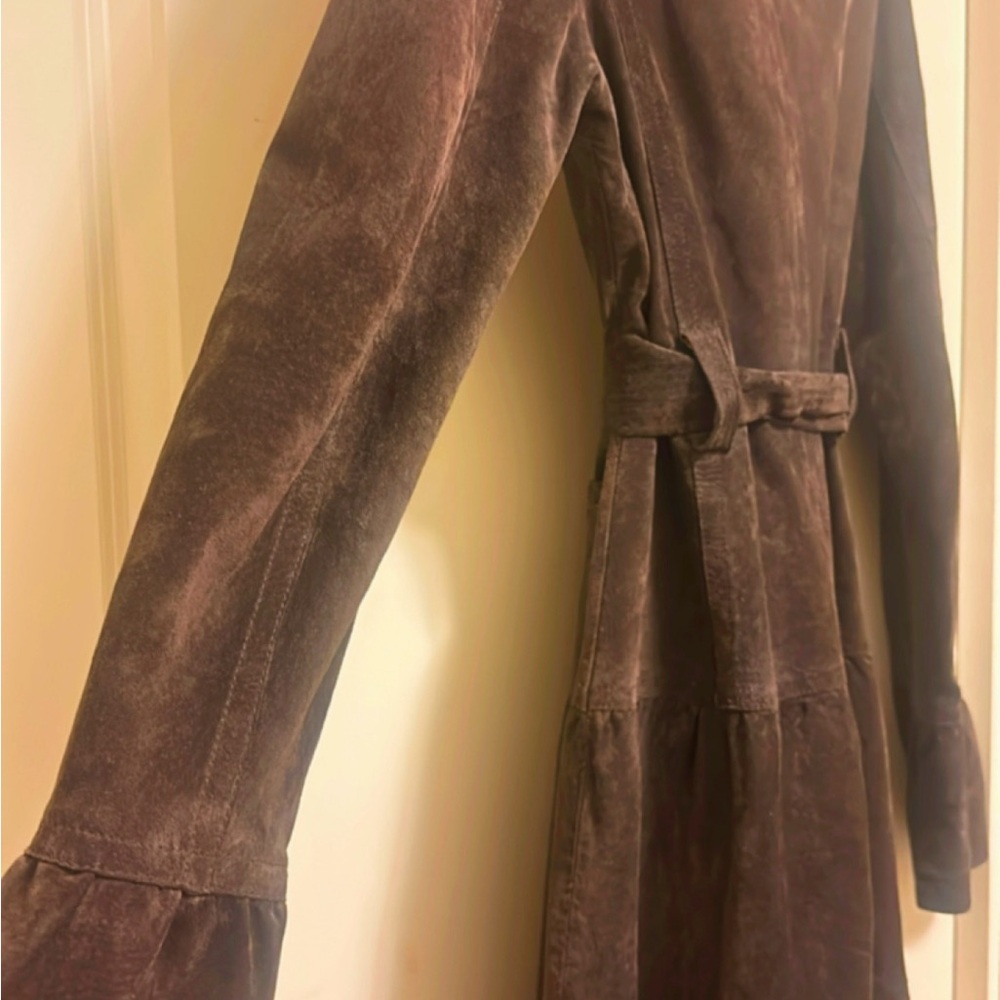 Brown 100% Suede Bell Sleeved Arden B Coat